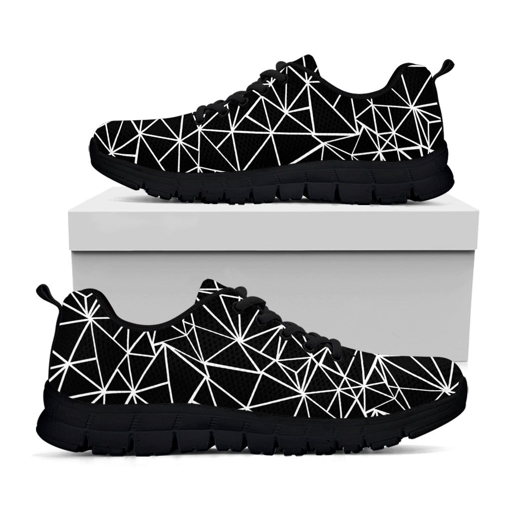 Black And White Geometric Mosaic Print Black Sneakers