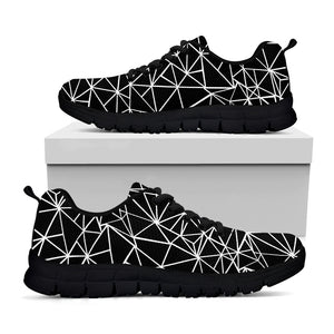 Black And White Geometric Mosaic Print Black Sneakers