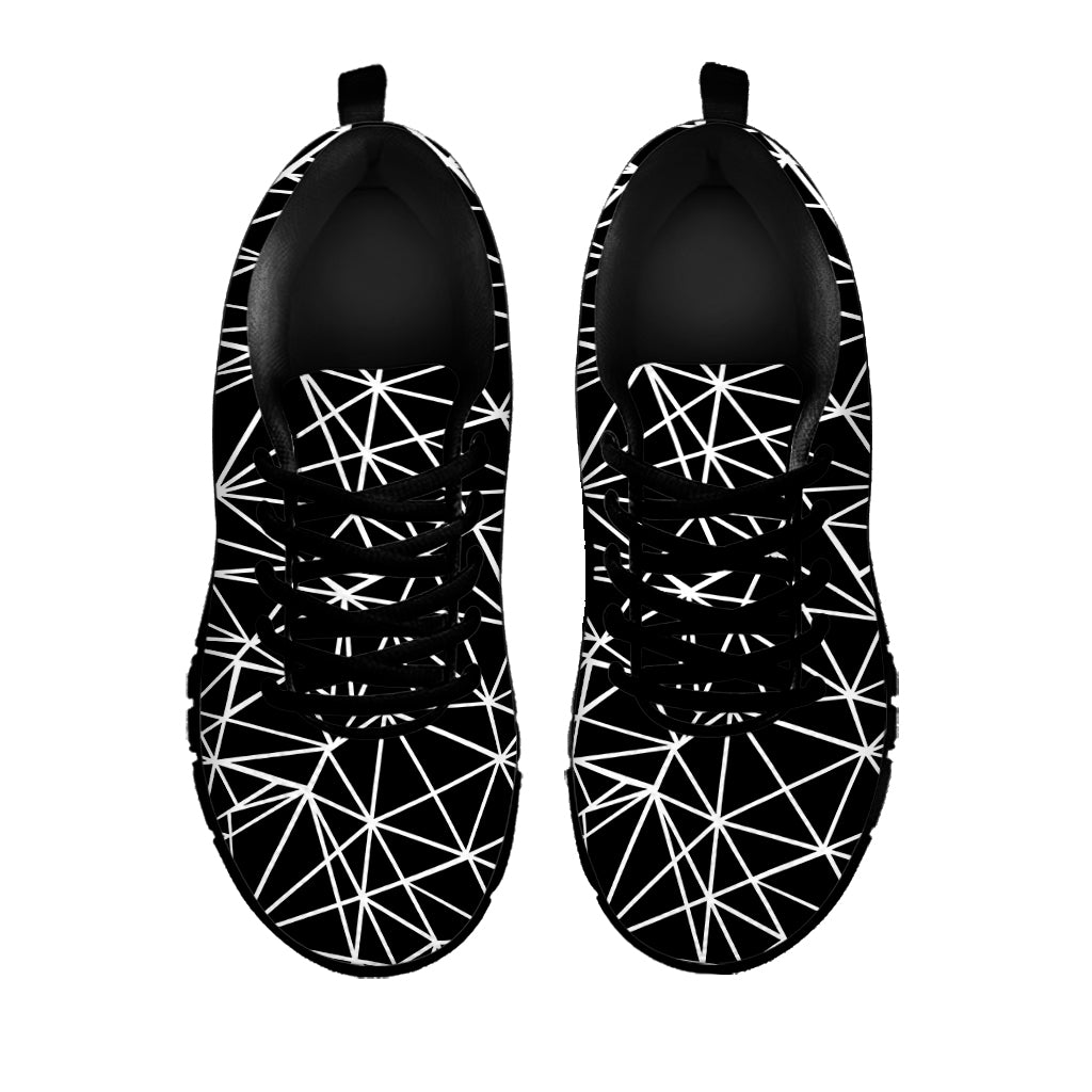 Black And White Geometric Mosaic Print Black Sneakers