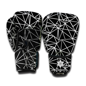 Black And White Geometric Mosaic Print Boxing Gloves