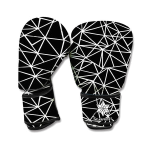 Black And White Geometric Mosaic Print Boxing Gloves