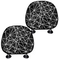 Black And White Geometric Mosaic Print Car Headrest Covers