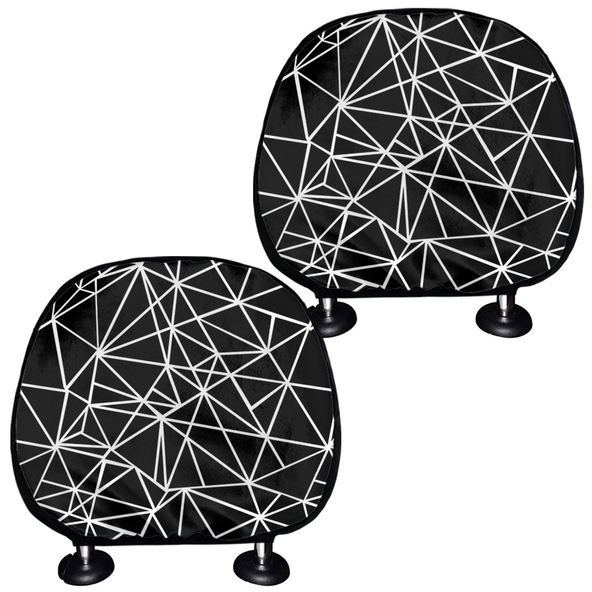 Black And White Geometric Mosaic Print Car Headrest Covers