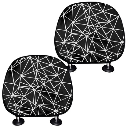 Black And White Geometric Mosaic Print Car Headrest Covers