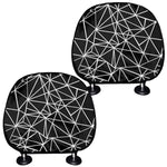 Black And White Geometric Mosaic Print Car Headrest Covers