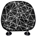Black And White Geometric Mosaic Print Car Headrest Covers
