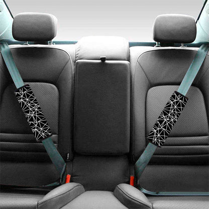 Black And White Geometric Mosaic Print Car Seat Belt Covers