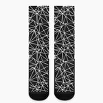 Black And White Geometric Mosaic Print Crew Socks