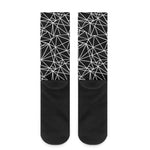 Black And White Geometric Mosaic Print Crew Socks