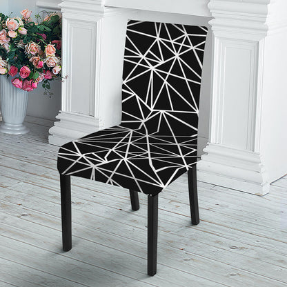 Black And White Geometric Mosaic Print Dining Chair Slipcover