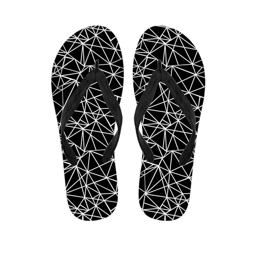 Black And White Geometric Mosaic Print Flip Flops