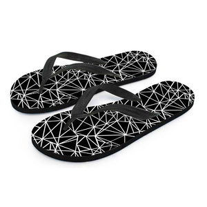 Black And White Geometric Mosaic Print Flip Flops