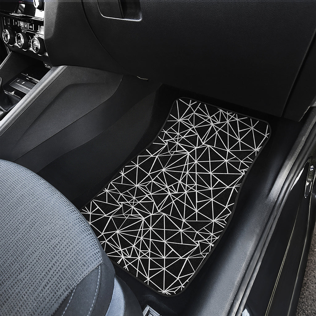 Black And White Geometric Mosaic Print Front and Back Car Floor Mats