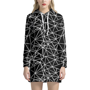 Black And White Geometric Mosaic Print Hoodie Dress