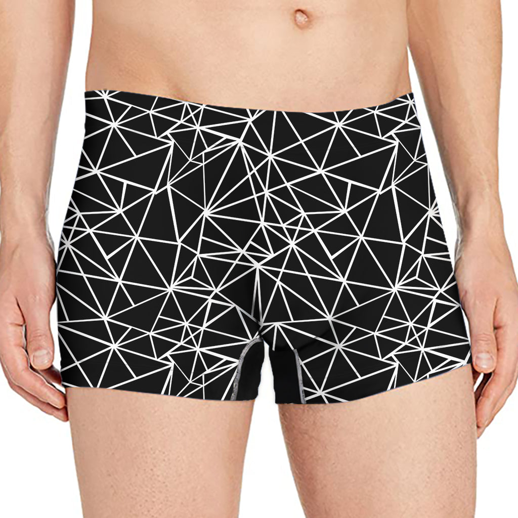 Black And White Geometric Mosaic Print Men's Boxer Briefs