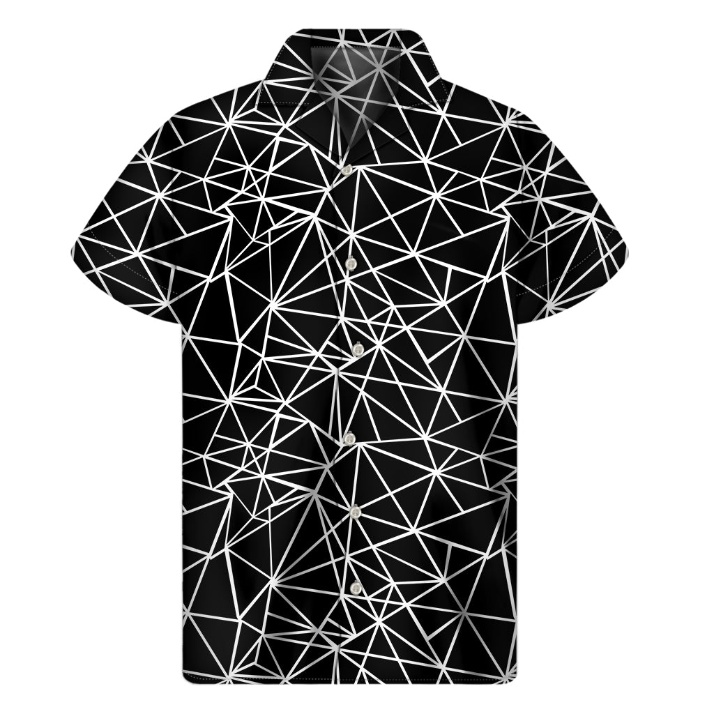 Black And White Geometric Mosaic Print Men's Short Sleeve Shirt