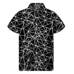 Black And White Geometric Mosaic Print Men's Short Sleeve Shirt