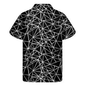 Black And White Geometric Mosaic Print Men's Short Sleeve Shirt