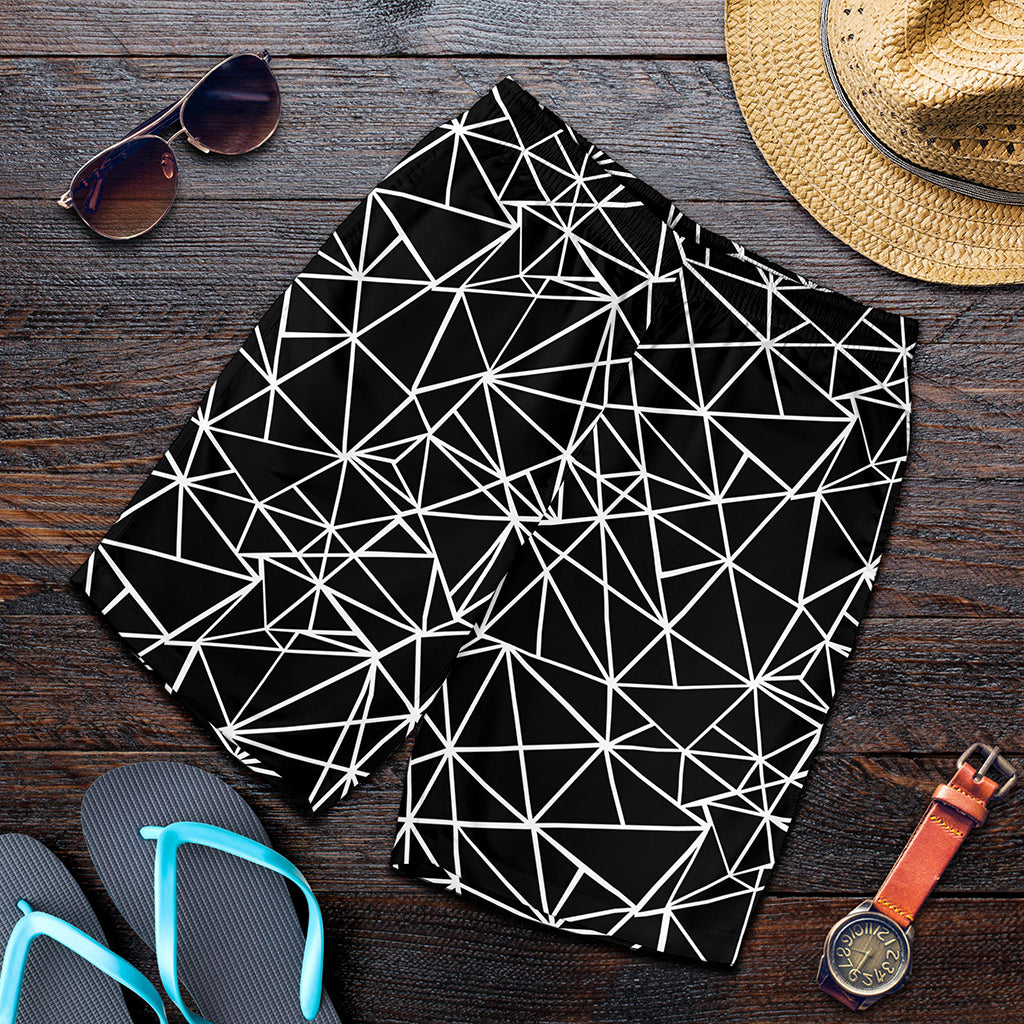 Black And White Geometric Mosaic Print Men's Shorts