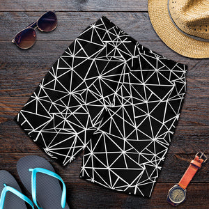 Black And White Geometric Mosaic Print Men's Shorts