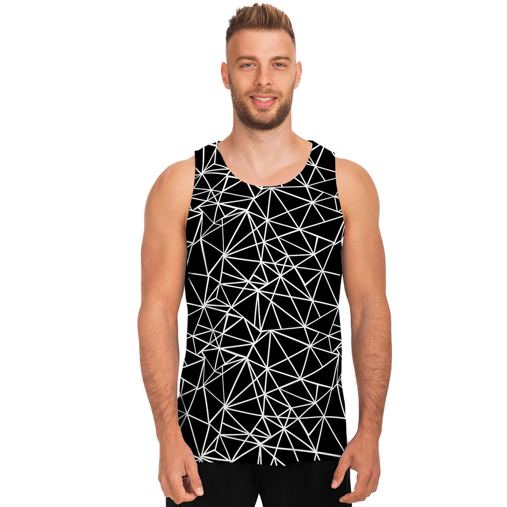 Black And White Geometric Mosaic Print Men's Tank Top