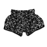 Black And White Geometric Mosaic Print Muay Thai Boxing Shorts