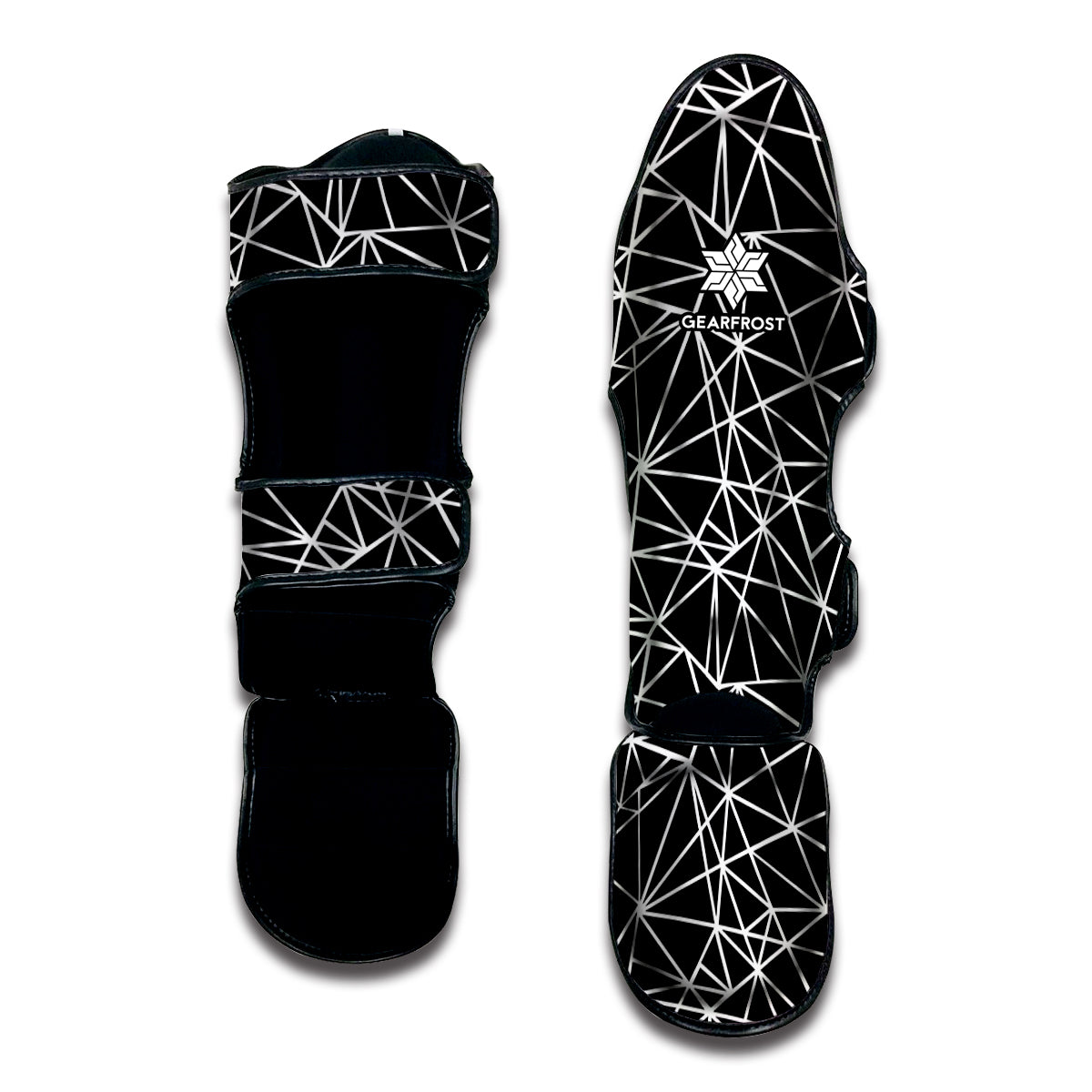 Black And White Geometric Mosaic Print Muay Thai Shin Guard