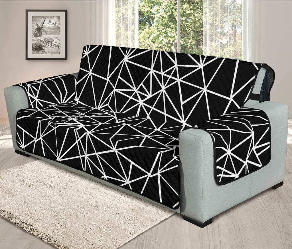 Black And White Geometric Mosaic Print Oversized Sofa Protector