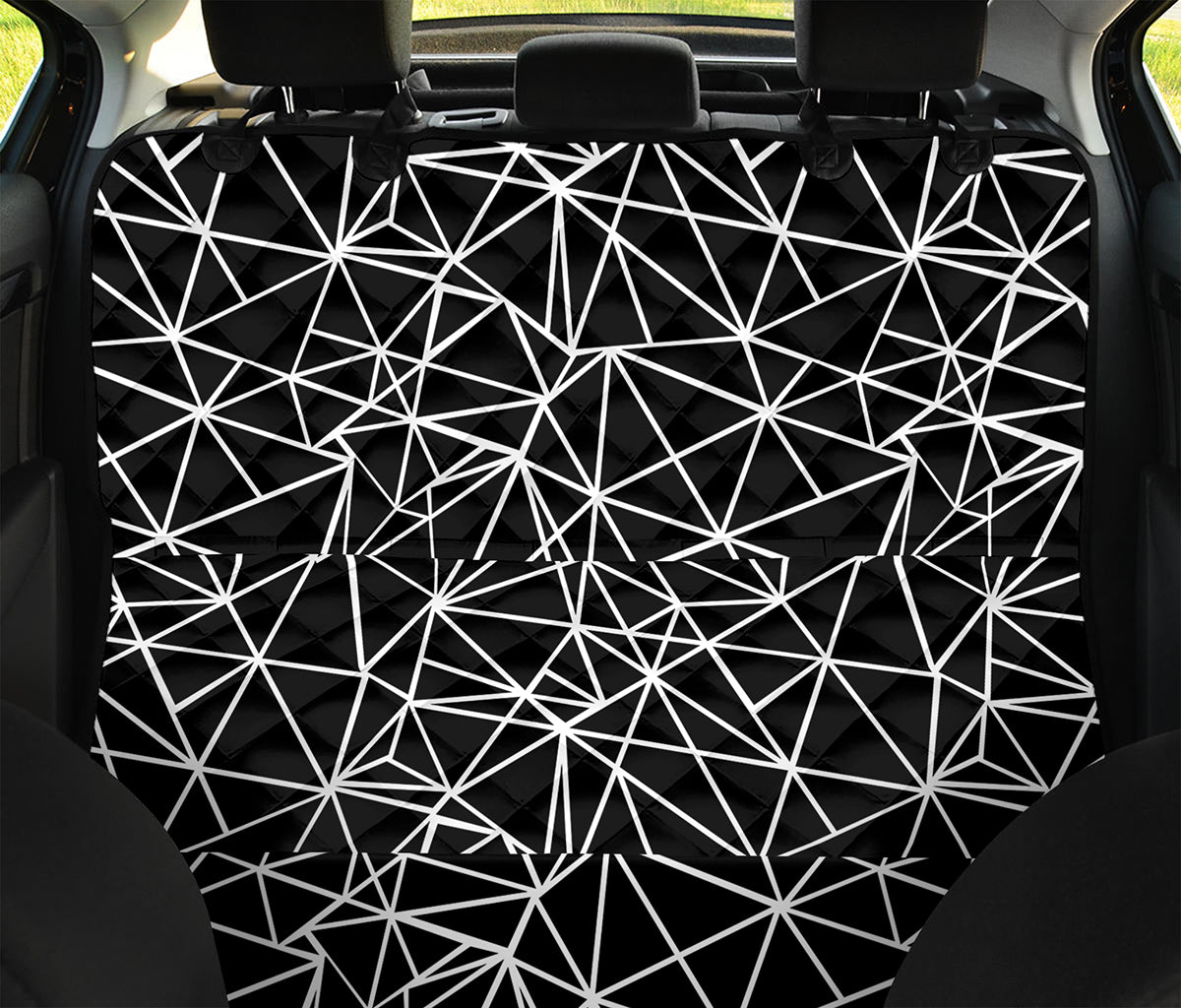 Black And White Geometric Mosaic Print Pet Car Back Seat Cover