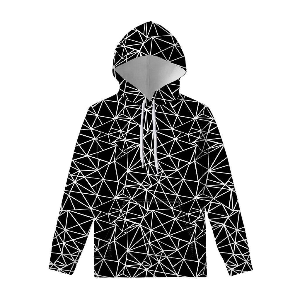 Black And White Geometric Mosaic Print Pullover Hoodie