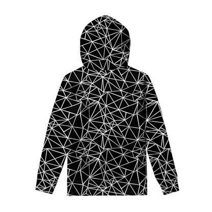 Black And White Geometric Mosaic Print Pullover Hoodie