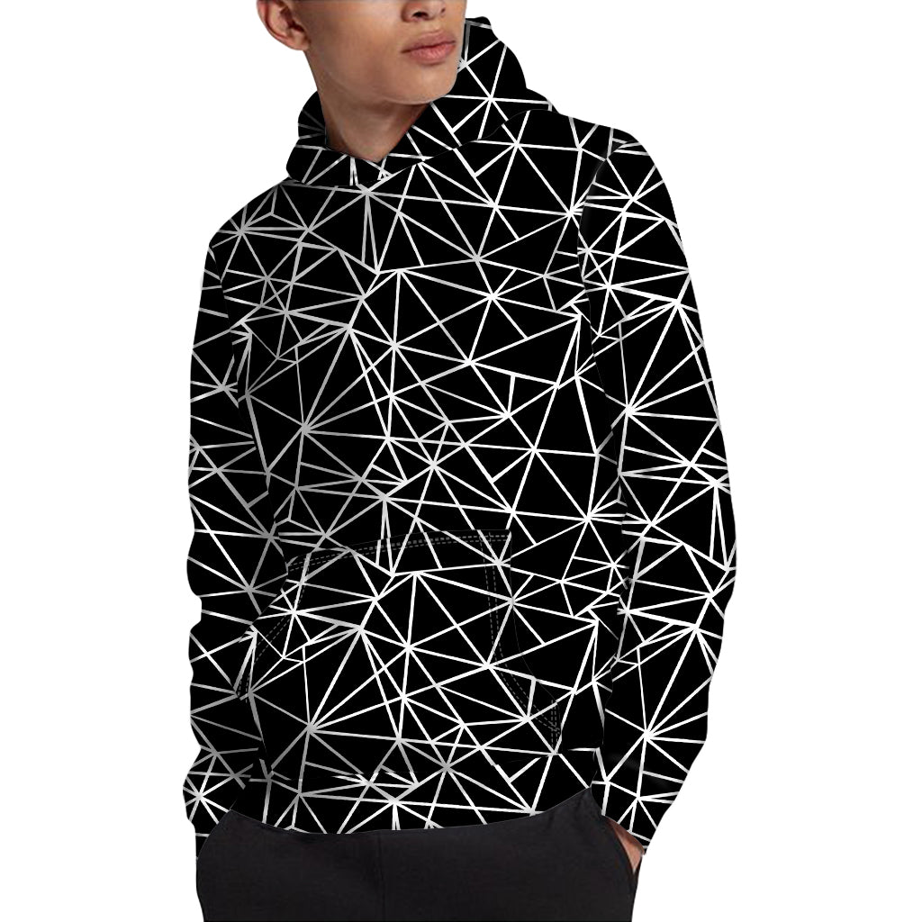 Black And White Geometric Mosaic Print Pullover Hoodie