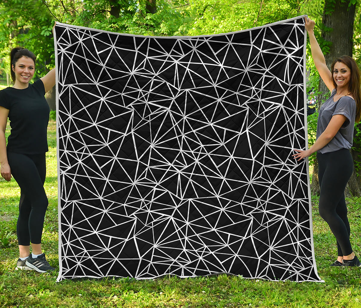 Black And White Geometric Mosaic Print Quilt