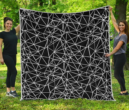 Black And White Geometric Mosaic Print Quilt