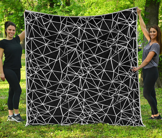 Black And White Geometric Mosaic Print Quilt
