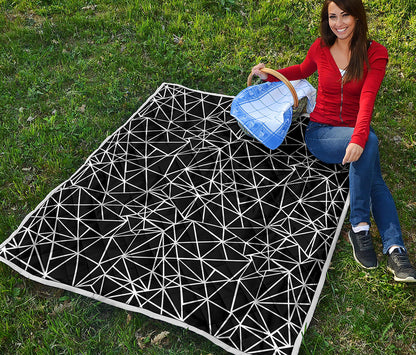 Black And White Geometric Mosaic Print Quilt