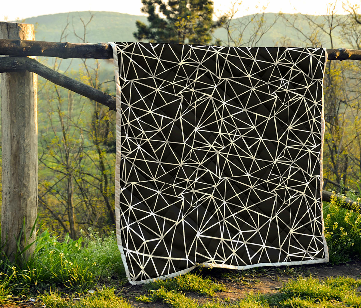 Black And White Geometric Mosaic Print Quilt