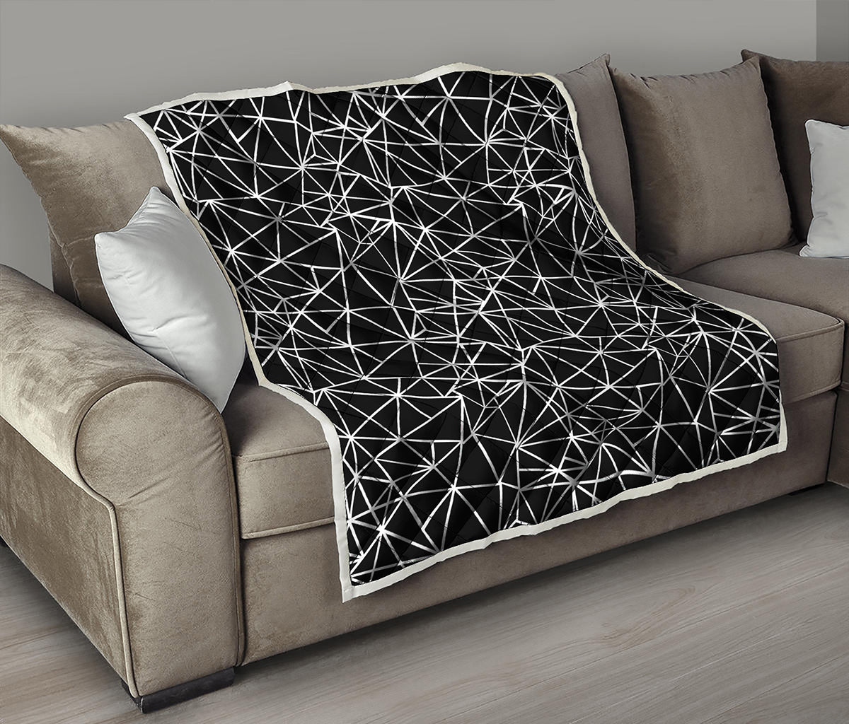 Black And White Geometric Mosaic Print Quilt