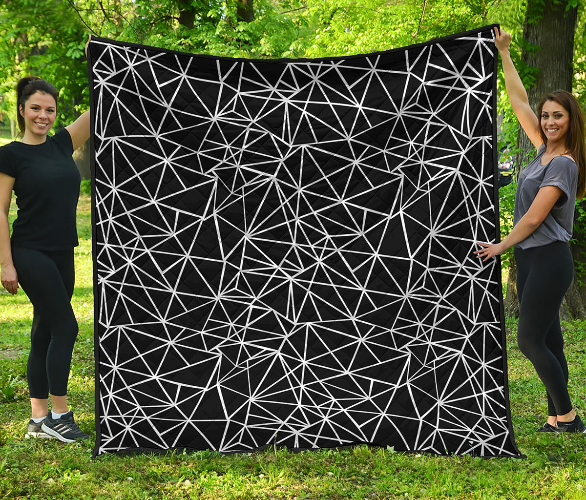 Black And White Geometric Mosaic Print Quilt