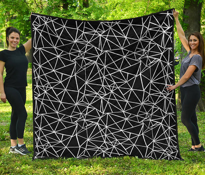 Black And White Geometric Mosaic Print Quilt