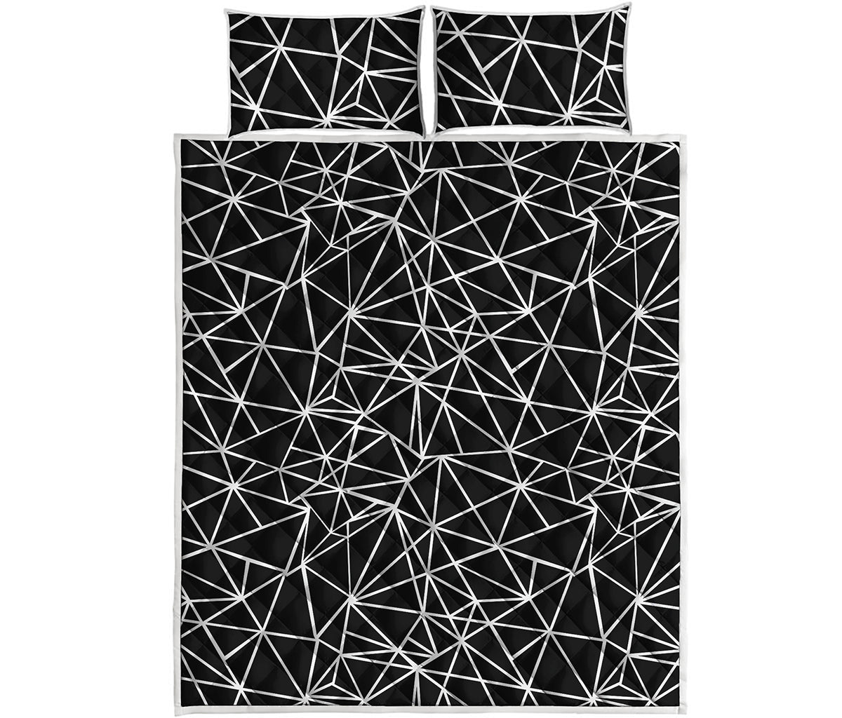 Black And White Geometric Mosaic Print Quilt Bed Set