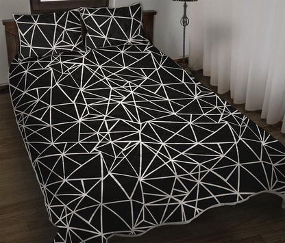 Black And White Geometric Mosaic Print Quilt Bed Set