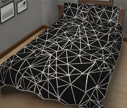 Black And White Geometric Mosaic Print Quilt Bed Set
