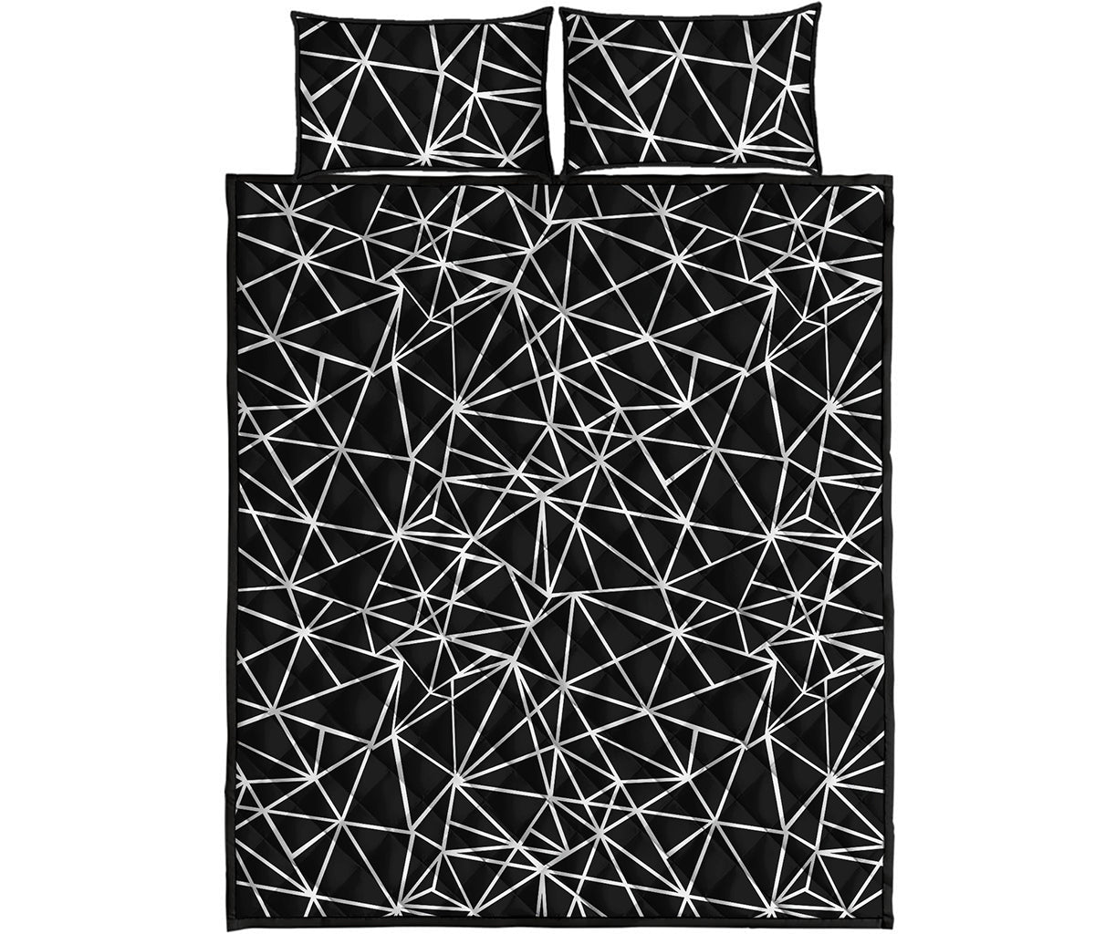 Black And White Geometric Mosaic Print Quilt Bed Set