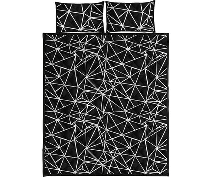 Black And White Geometric Mosaic Print Quilt Bed Set