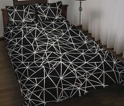 Black And White Geometric Mosaic Print Quilt Bed Set