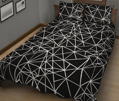 Black And White Geometric Mosaic Print Quilt Bed Set