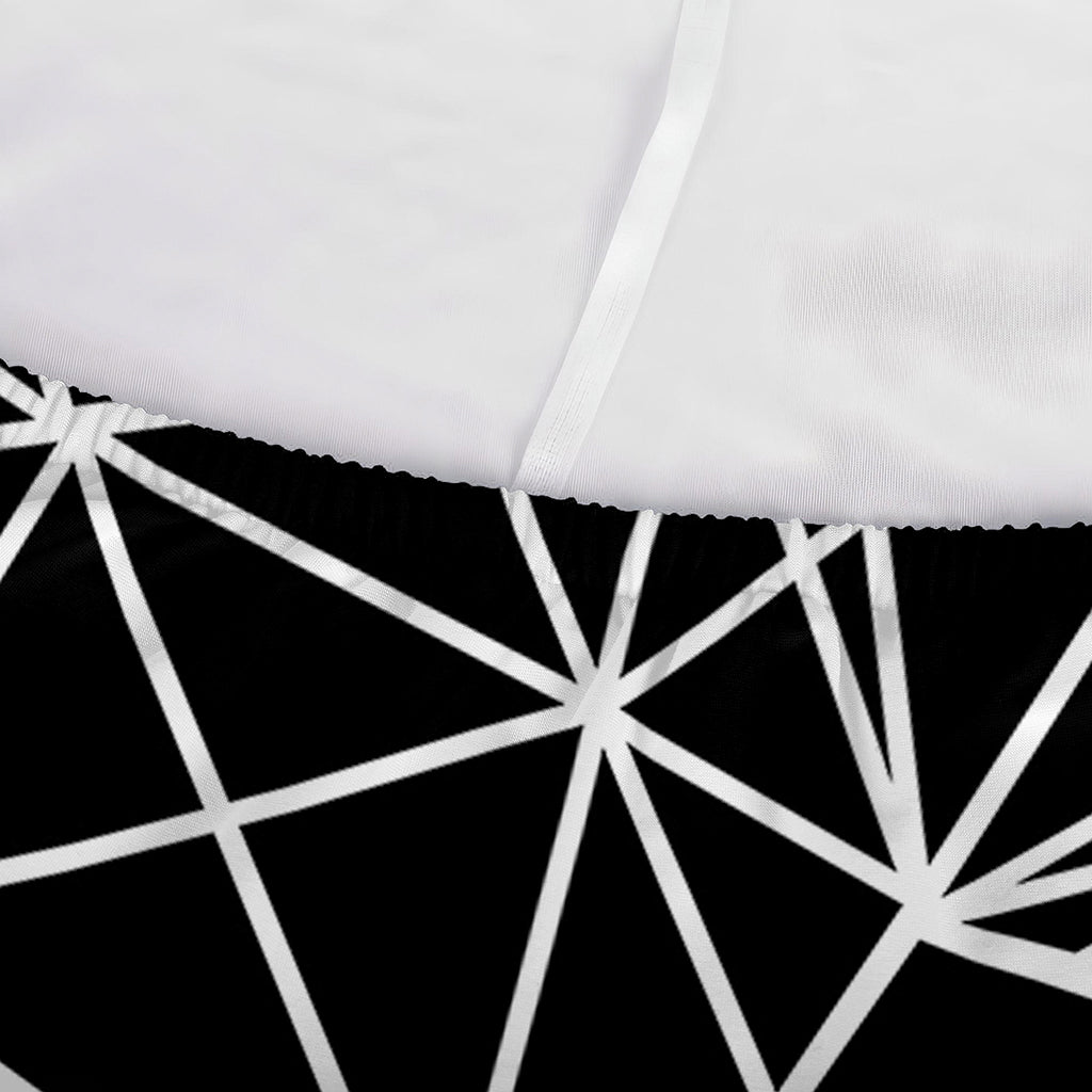 Black And White Geometric Mosaic Print Sofa Cover