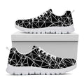 Black And White Geometric Mosaic Print White Running Shoes