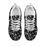 Black And White Geometric Mosaic Print White Sneakers